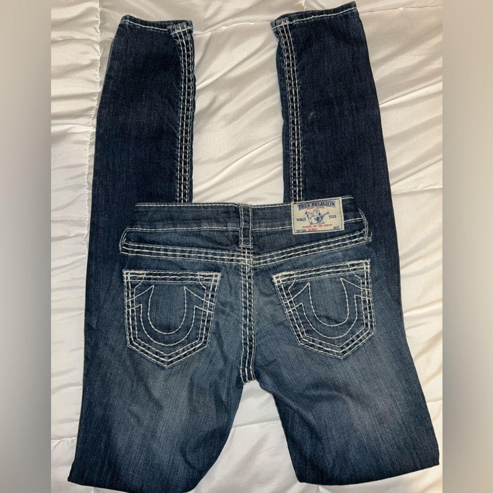 True Religion Dark Blue Denim with White Accents